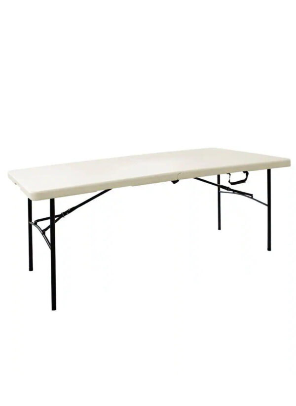 6-foot foldable table with metal legs and a portable design, ideal for event rentals, parties, and gatherings in New Jersey.