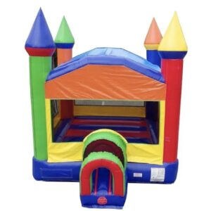 Rainbow Castle 14x14 bounce house rental colorful inflatable for kids party