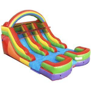 12ft rainbow double lane slide inflatable wet dry rental