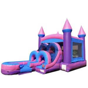 Modern Pink combo bounce house with slide wet dry inflatable rental