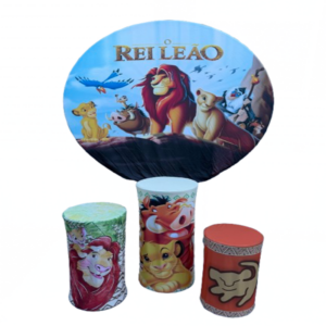Lion King backdrop rental with Simba, Mufasa, Timon and Pumbaa jungle party decoration